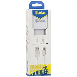 Мережевий зарядний пристрій Inkax CD-01 з кабелем USB - MicroUSB / 2 х USB / 2.1A / 10W білий - мініатюра 4