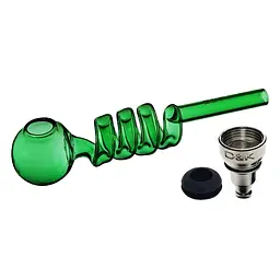 Трубка курительная стеклянная с охлаждением D&K Спираль DK-8569A Green (15673) - мініатюра 2