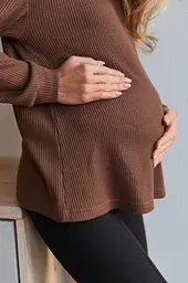 Жіночий трикотажний лонгслів для вагітних Wien розмір L-XL (46-48) Lullababe Шоколадний - мініатюра 7