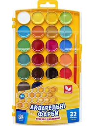 Фарби акварельні 32 кол. ШКОЛЯРИК медові (302023002-UA) - мініатюра 1