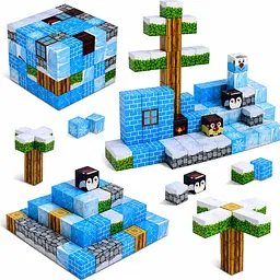 Магнітний конструктор Minecraft 100 шт по грі Майнкрафт Крижаний світ Mk001057
