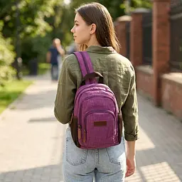 Модний рюкзак з поліестру з великою кількістю кишень Vintage 22147 фіолетовий - мініатюра 2