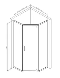 Душова кабіна Am.Pm Gem 5-corner Pivot 90x90 см без піддону black W90UG-405-090BT, Чорний, прозорий, чорний - мініатюра 8