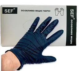 Рукавички нітрілові SEF захисні чорні особливо міцні чорні L 50 пар - мініатюра 3