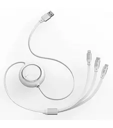Кабель Baseus Bright Mirror 3-in-1 Cable USB to MicroUSB+Lightning+Type-C 3.5A 1.2m CAMLT-MJ02 white - мініатюра 2