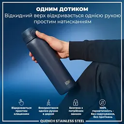 Пляшка для води металева ION8 1200 мл Stainless Steel Ash Navy (I8SS1000ANAVY) - мініатюра 3