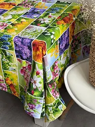 Скатертина Ecotton 150х200 см бавовняна з рогожки Весняні квіти (11550\1) (24620) - мініатюра 2