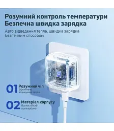 Мережевий зарядний пристрій Remax 35W PD + QC Fast Charger White (RP-U87) - мініатюра 3