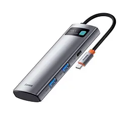 Мультипортовый адаптер Baseus Metal Gleam Series 7-in-1 Multifunctional Type-C Hocking Station Gray WKWG020113 - мініатюра 4