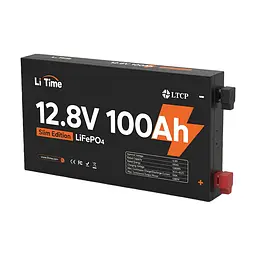 Акумуляторна батарея літій-залізо-фосфатна 12.8В 100А*год LiFePO4 LiTime Slim 12V100-100-SLIM-LTCP-4-SE100 ультратонка (44-00531)