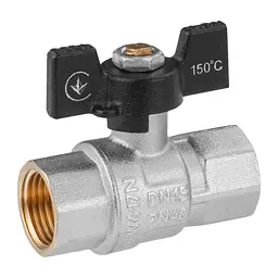Кран кульовий Kroner 1/2" ВВ PN40 метелик, нікельований (CV033206) - мініатюра 1