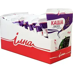 Каша швидкого приготування Ілна вівсяна з чорною смородиною та вершками 800 г (20 шт. х 40 г)