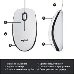 Мишка Logitech M100 USB White (910-006764) - мініатюра 6