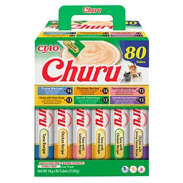 Ласощі для котів Inaba Churu вершковий мус в стіках з куркою/тунцем 14 г 80 шт.