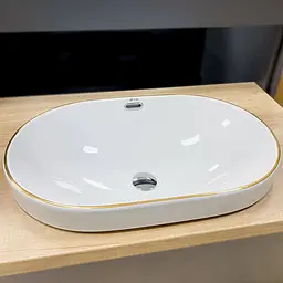 Умивальник VBI Gaeta S врізний верхнього монтажу 55x36 см white gold edge VBI-018067