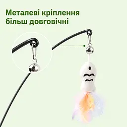 Інтерактивна іграшка-вудка Totoro для котів 360° з гнучким стрижнем 65 см, дзвіночком, пір’ям - мініатюра 9