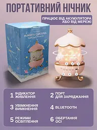 Нічник-проєктор Карусель з кроликами - мініатюра 5
