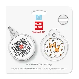 Адресник для собак і котів Waudog Smart ID з QR паспортом, Коргі, M, діаметр 30 мм - мініатюра 5