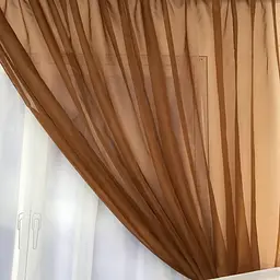 Короткий тюль для кухні коричнево-білого кольору на тасьмі 1,7м на 3м. ALBO pbe0052797 - мініатюра 7