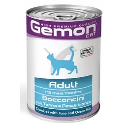 Вологий корм Gemon Cat Wet для дорослих кішок з тунцем та океанічною рибкою 415 гр