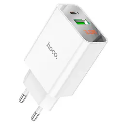 МЗП Hoco C100A with digital display PD20W+QC3.0 (1USB-A/1C) White