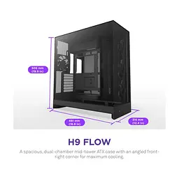 Корпус для ПК NZXT H9 Flow Dual-Chamber All Black (CM-H92FB-01) - мініатюра 2