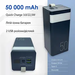 Зовнішній акумулятор Remax RPP-321 Chinen 50000 mAh портативна батарея синя - мініатюра 6