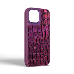 Кожаный чехол для Apple iPhone 15, Harder Kaiju Skin, фиолетовый, термополиуретан ТПУ + экокожа с эффектом текстуры монстра, панель, защита корпуса, противоударный, микрофибра, рамка вокруг камеры, защита всего корпуса, (ARM76836) - мініатюра 2