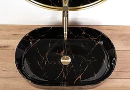 Умивальник Rea Nadia black marble shiny накладний REA-U0539, Чорний матовий - мініатюра 3