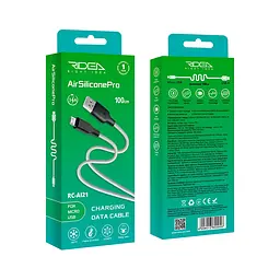 Кабель для заряджання та обміну даними USB Ridea RC-AI21 AirSiliconePro 60W 20V/3A USB-MicroUSB 1 м Біло-чорний - мініатюра 2