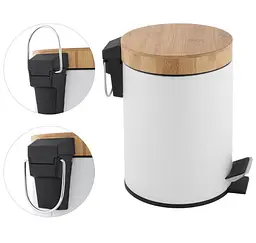 Кошик для сміття Yoka Bin White Bamboo 3л. для ванної кімнати CH.BIN-WHT, Білий - мініатюра 7