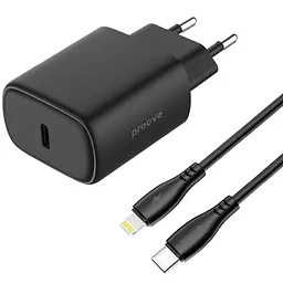 Зарядний пристрій Proove Silicone Power 2 20W (Type-C) + Cable Type-C to Lightning (1m) black (WCSP22010001)
