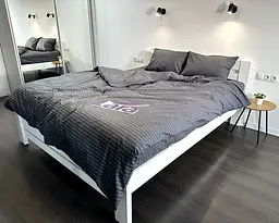 Постільна білизна LARA бязь-страйп Graphite d11251e160 з простирадлом на резинці 160х200х25 євро 200х220 см - мініатюра 4