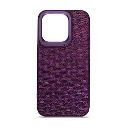 Кожаный чехол для Apple iPhone 15 Pro, Harder Virgin Mermaid, фиолетовый, термополиуретан ТПУ + экокожа с морской чешуйчатой текстурой, панель, защита корпуса, противоударный, микрофибра, рамка вокруг камеры, защита всего корпуса, (ARM76818)