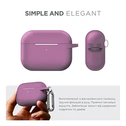 Силіконовий чохол для навушників Apple AirPods Pro, Hang Case, фіолетовий, ультратонкий захисний кейс товщиною 2 мм, захист від подряпин, пилу та ударів, компактний, з карабіном для кріплення, ArmorStandart (ARM56069) - мініатюра 2