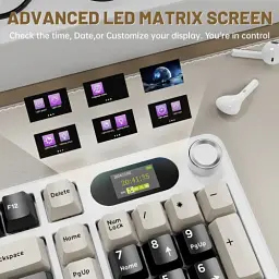 Клавіатура бездротова Attack Shark X98 Pro, Cheese White, Bluetooth 5.0 / 2.4GHz USB / Type-C, механічна (перемикачі Linear Blueberry), RGB підсвічування, 1.5" LCD дисплей, 99 кнопок, акумулятор 4000 mAh, EN/UA (AS-6972792470559-CW-UA) - мініатюра 6