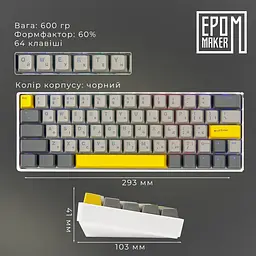 Клавіатура Epomaker EP64 Mulan White механічна бездротова (EP64-W-M) - мініатюра 11