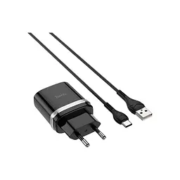 Зарядний пристрій HOCO C12Q Smart USB QC 3.0 + кабель USB-A — USB-C 18 Вт чорний (6931474716293) - мініатюра 2