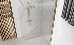 Душова стінка Rea Aero 120 intimo brushed gold REA-K4127, прозорий, золотий - мініатюра 5