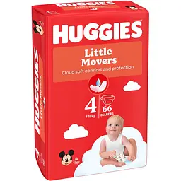 Набір підгузків Huggies Little Movers 4 (7-18 кг) 132 шт. (2 п. x 66 шт.) - мініатюра 3