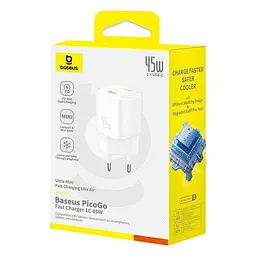 Сітчасте зарядне пристрій Baseus PicoGo GaN Fast Charger 1C 45W EU Moon Білий - мініатюра 3
