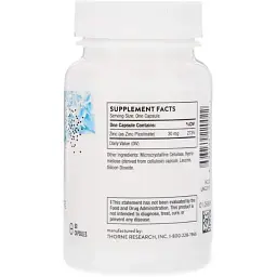 Піколінат цинку посилений Thorne Research Zinc Picolinate 30 мг 60 капсул - мініатюра 2