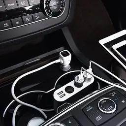 Автомобільний розгалужувач автозарядка Hoco Z13 + вольтметр та 2USB сірий - мініатюра 2