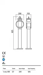 Стовпчик COMPASS ST 825 mm E27 42W IP33 CF (4.1.1) Redo 9573 - мініатюра 3