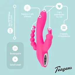 Вібратор-кролик Teazers Double Rabbit, 21 см (рожевий) - мініатюра 8