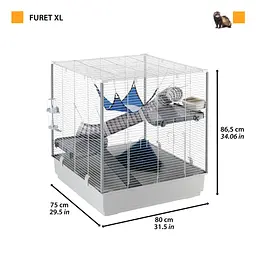 Клітка для тхорів та шиншил Ferplast Futer XL сіра 80x75x86,5 см 57062414 - мініатюра 2