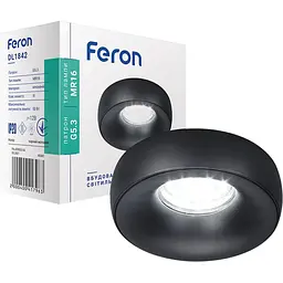 Світильник точковий Feron DL1842  MR16 G5.3 чорний матовий круг (40041)