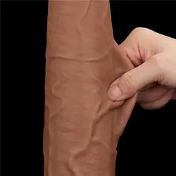 Фалоімітатор LoveToy Sliding-Skin Dual Layer Dong King Sized 34 см коричневий - мініатюра 14