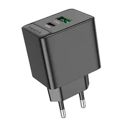 Зарядний пристрій - Адаптер мережевий Borofone BAS14A Erudite charger 2 виходи 1USB + 1Type-C 20W чорний - мініатюра 9