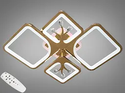 Стельова LED-люстра Diasha 8157/2+2G 83W, 68×49×12 см, 3 кольори світла, золото - мініатюра 2